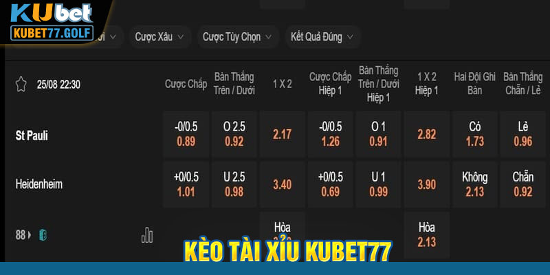 Kèo Tài Xỉu Kubet77 - Cách Đọc Chuẩn Cùng Ví Dụ Chi Tiết